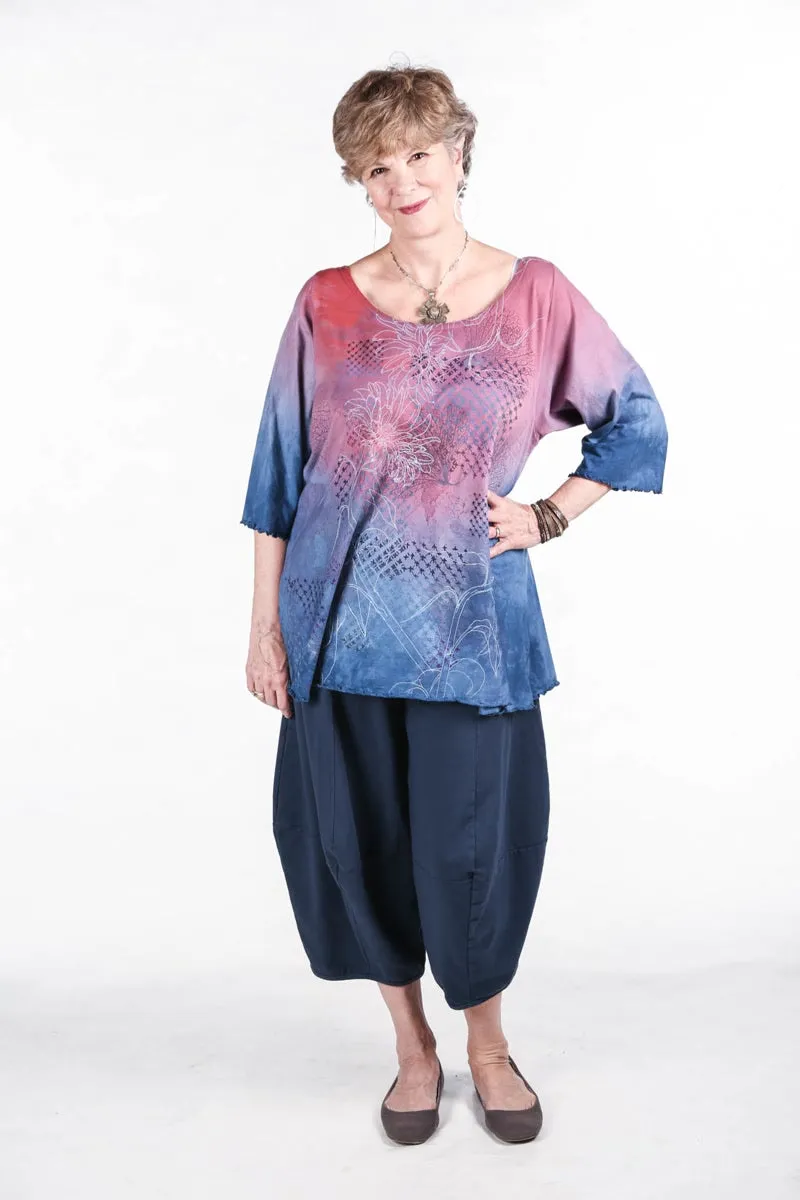 3273- Roll over Waist Four Square-Indigo-U
