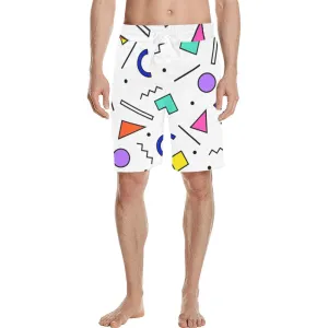 90s White Design Pattern Men's All Over Print Casual Shorts
