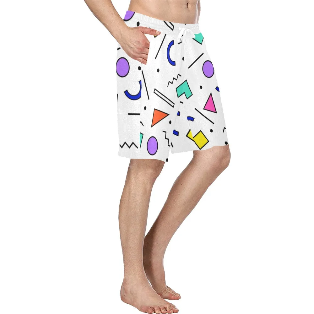 90s White Design Pattern Men's All Over Print Casual Shorts