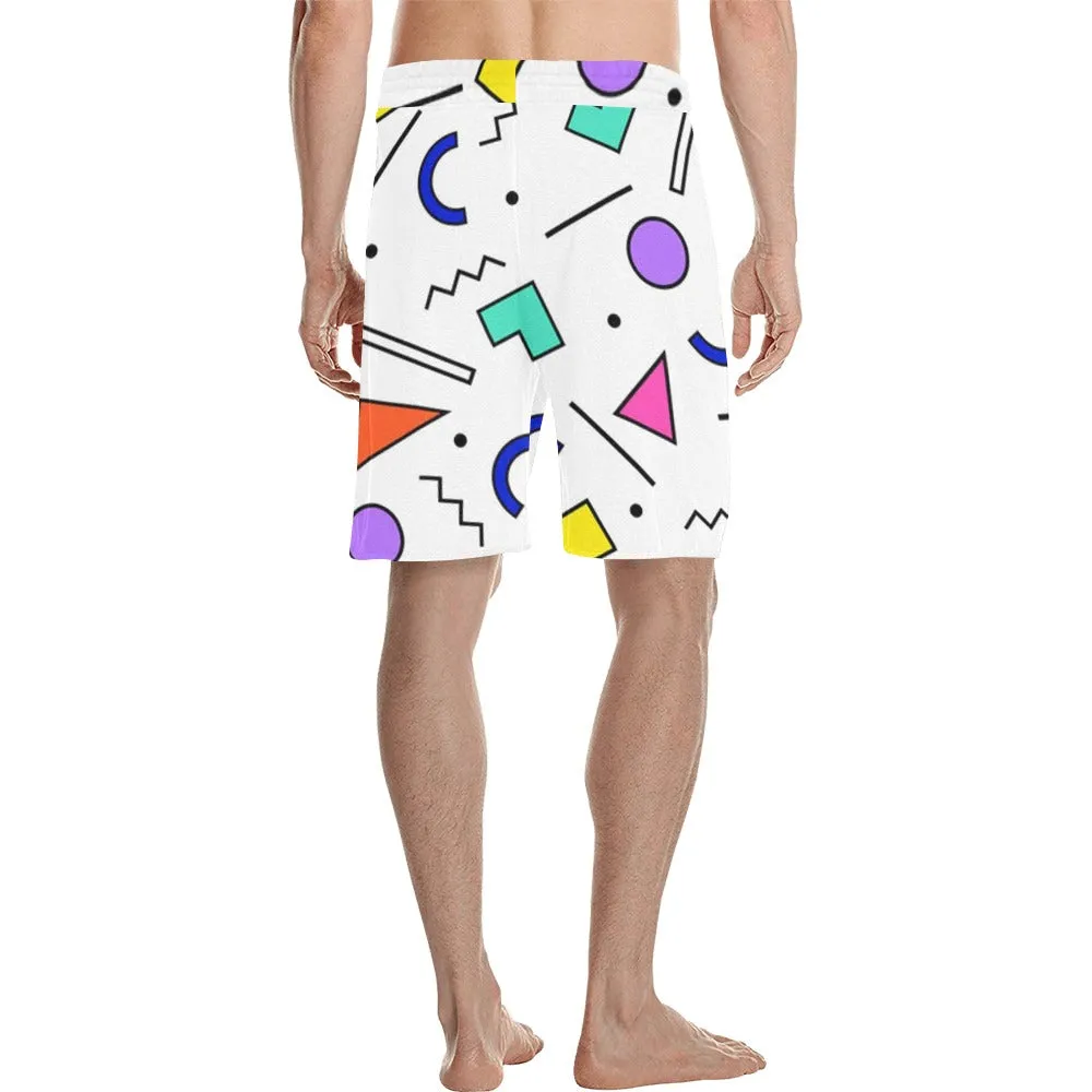90s White Design Pattern Men's All Over Print Casual Shorts