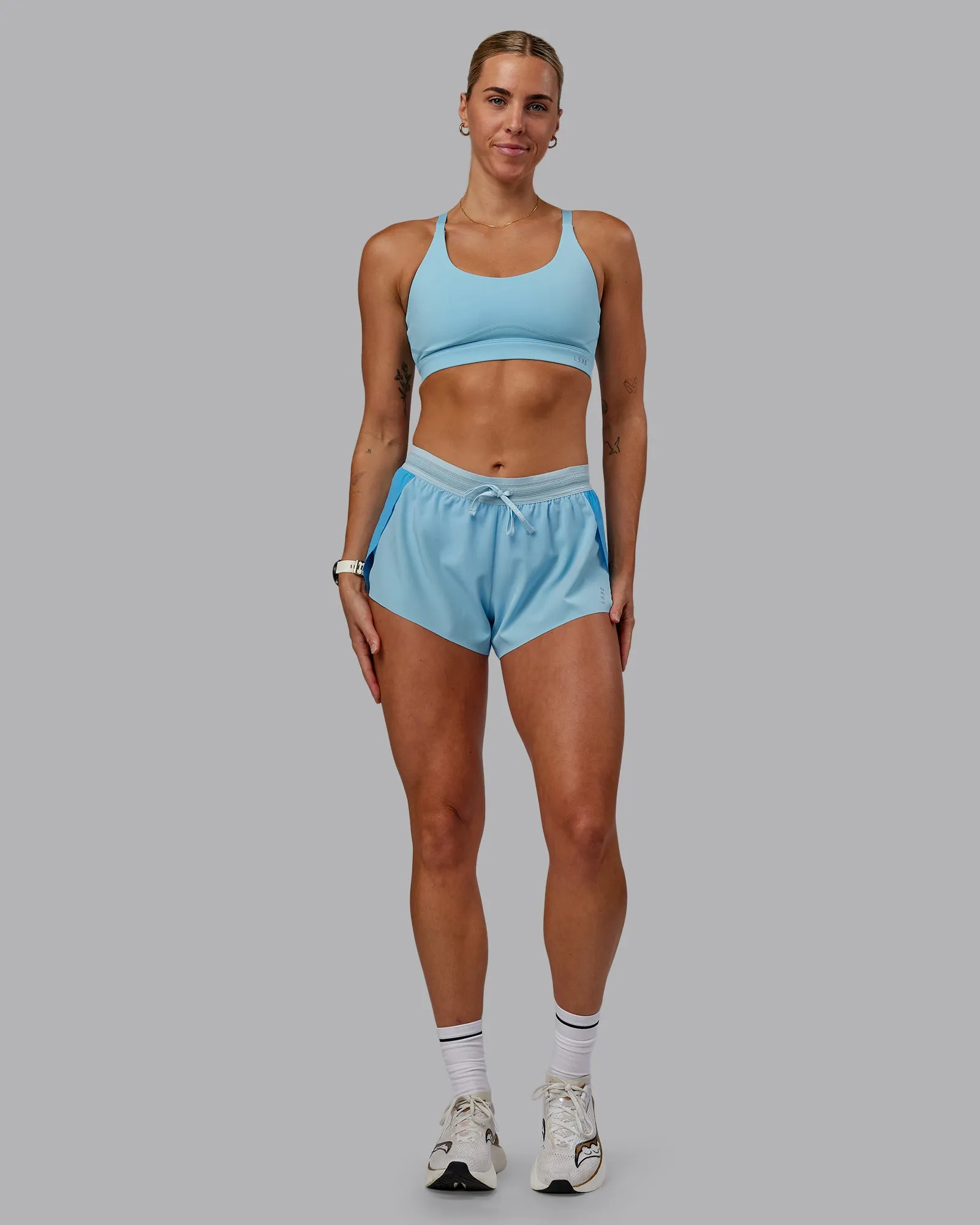 Accelerate Run Short 3" - Sky Blue Colourblock
