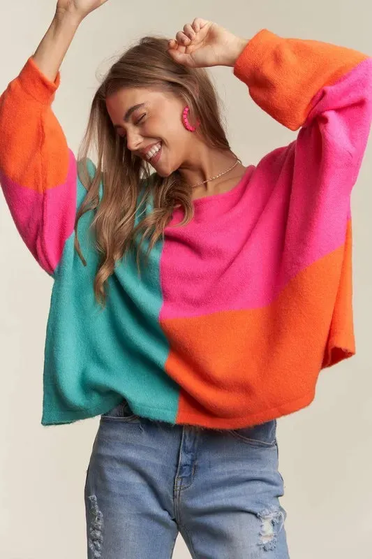 ADORA Loose Fit Colorblock Sweater