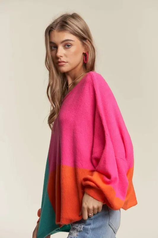 ADORA Loose Fit Colorblock Sweater