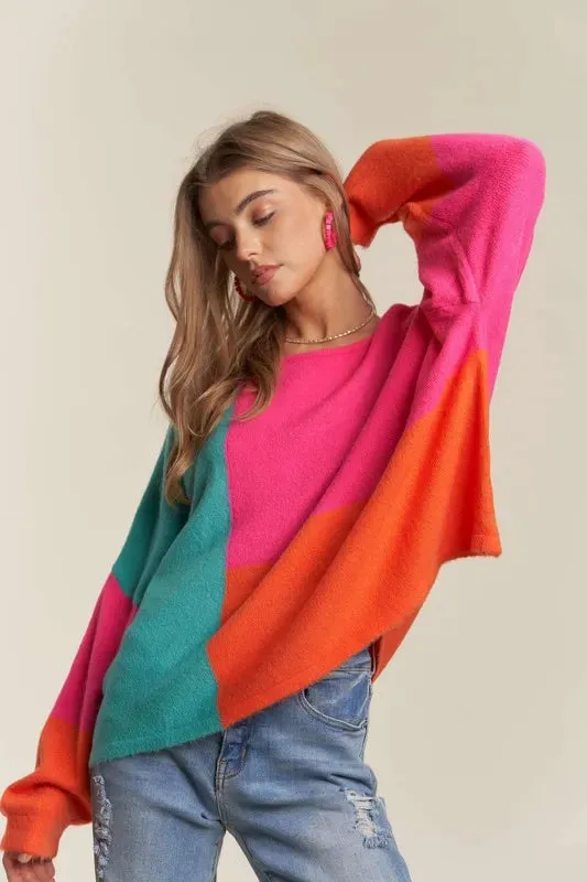 ADORA Loose Fit Colorblock Sweater