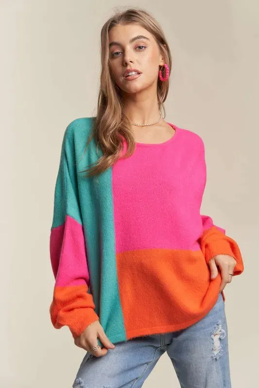 ADORA Loose Fit Colorblock Sweater
