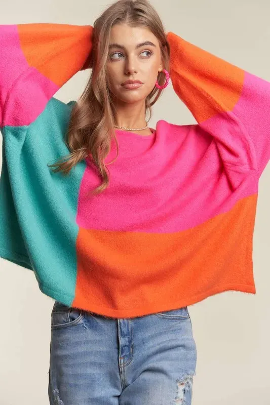 ADORA Loose Fit Colorblock Sweater