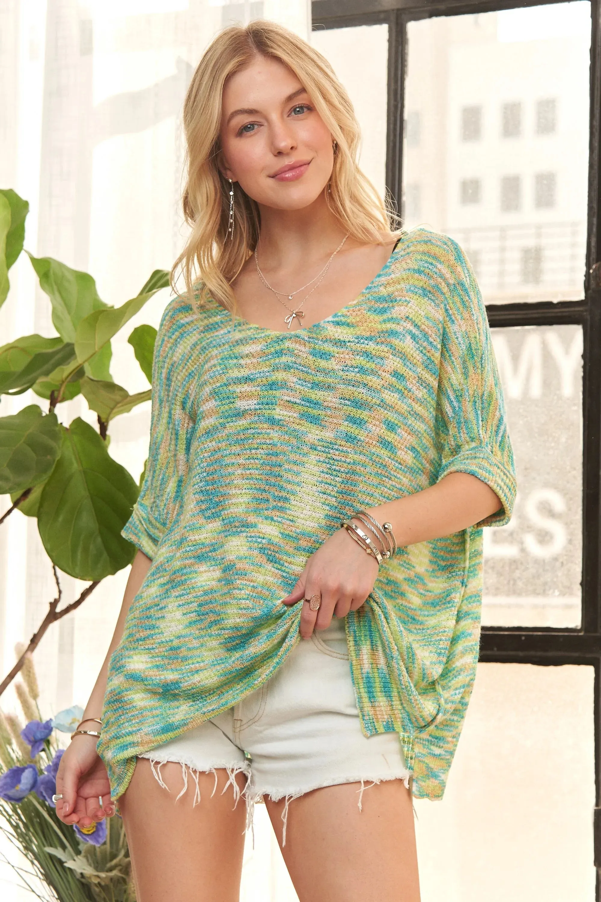ADORA Multi Color Lightweight Sweater Top