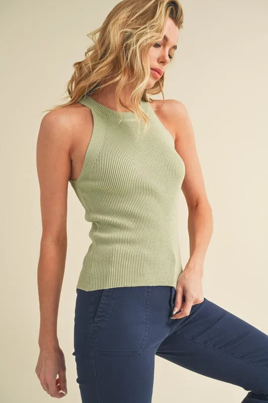 Aemi   Co Grecian Neck Ribbed Tank