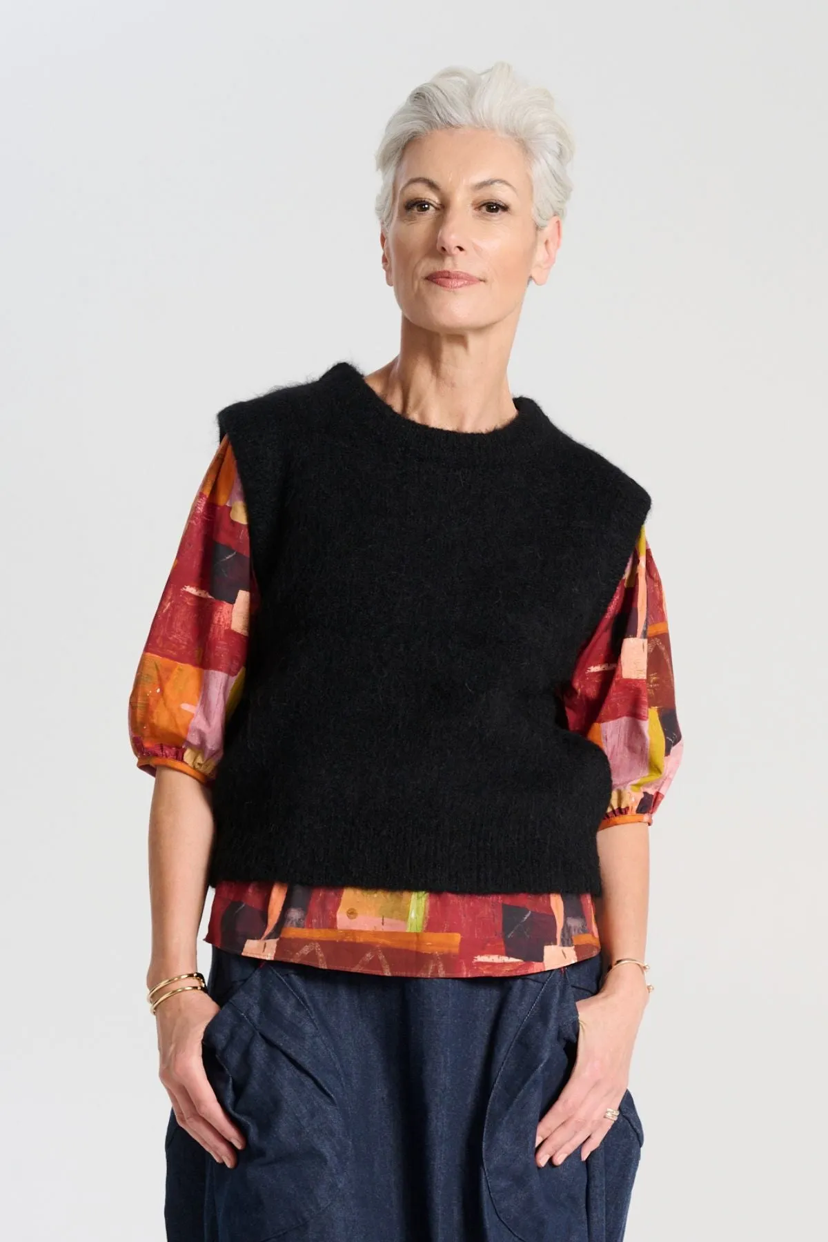 Aspen Knit Vest Black in Alpaca