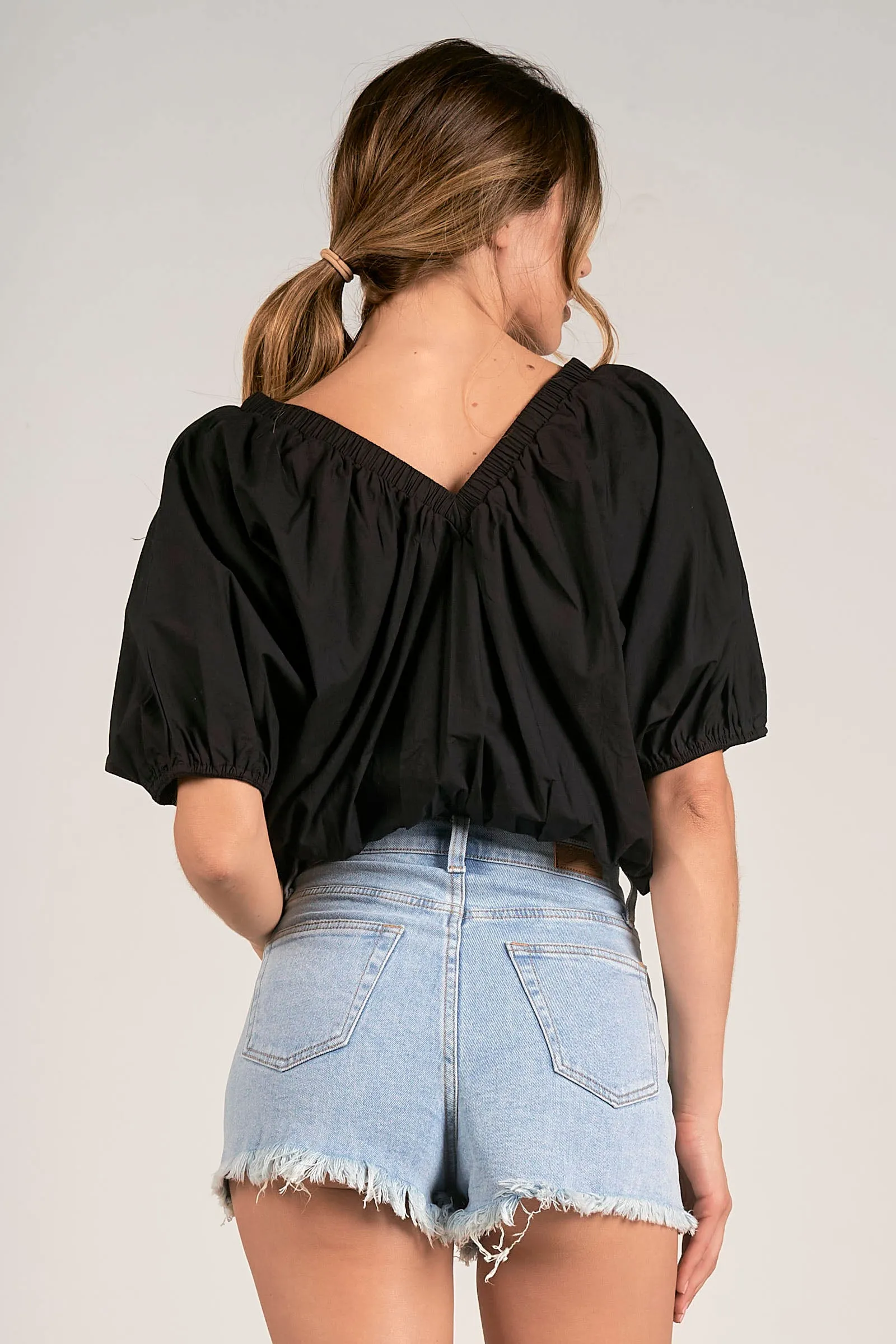 Audra Bubble Sleeve Crop Top