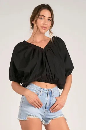 Audra Bubble Sleeve Crop Top