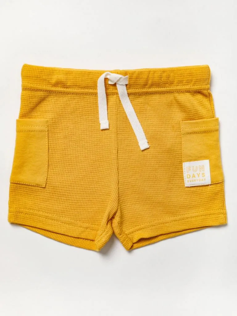 Baby Boys Mustard And Cream Short Set