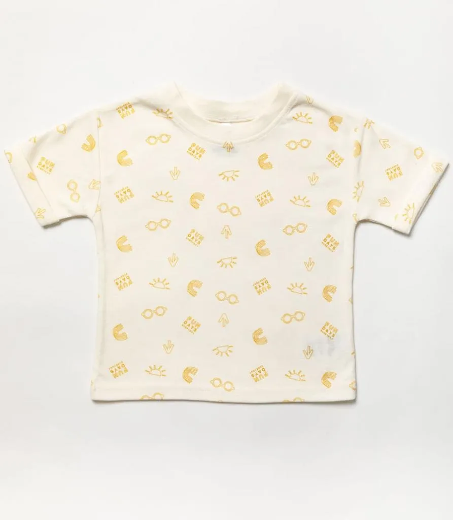 Baby Boys Mustard And Cream Short Set