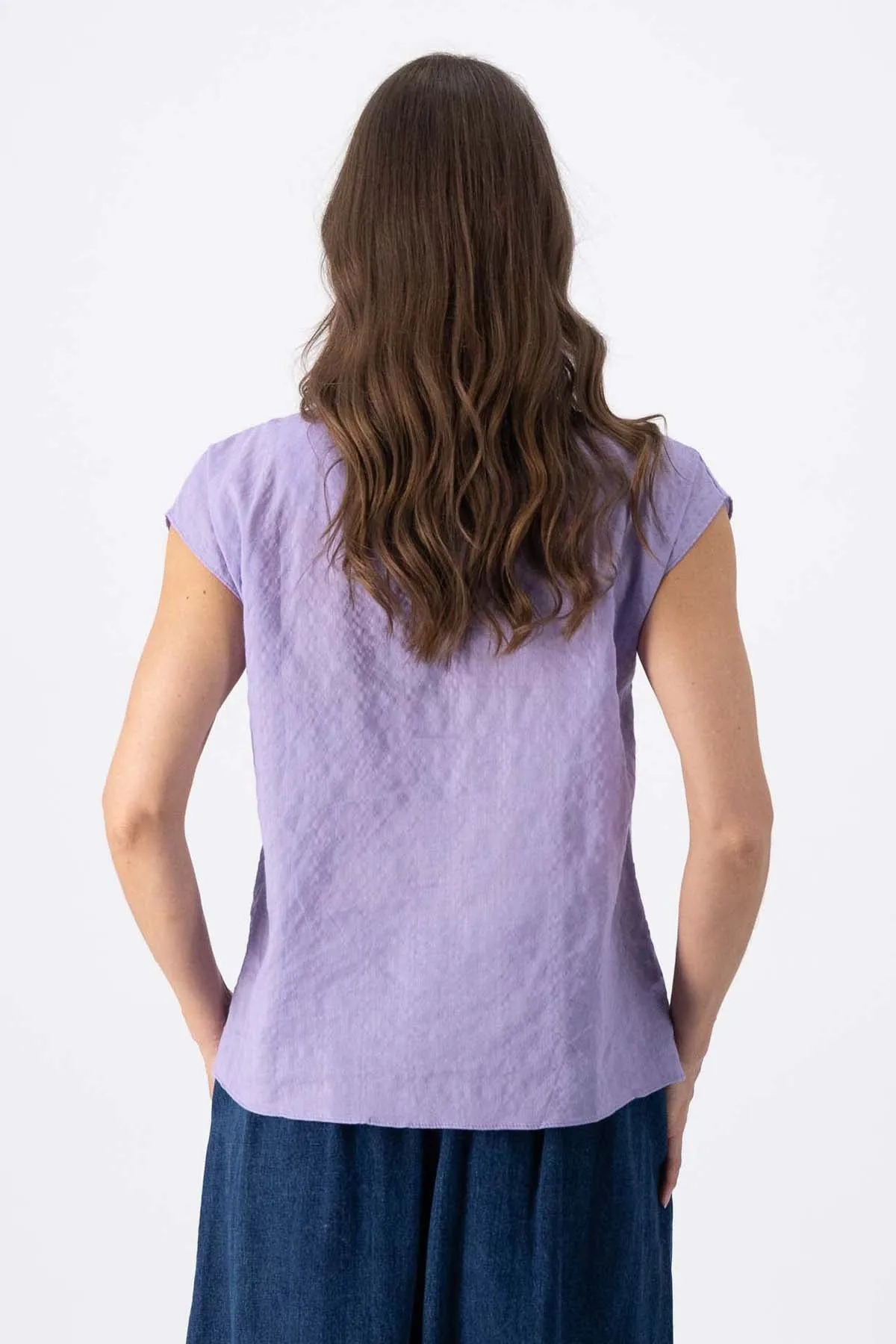 Barcelone Tee Lilac in Seersucker