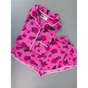 Beach‎ Riot women's medium pink rose shorts pajama set valentines loungewear