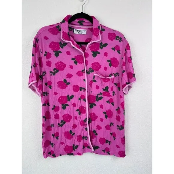 Beach‎ Riot women's medium pink rose shorts pajama set valentines loungewear