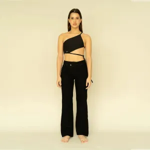 Black Criss-Cross Jeans