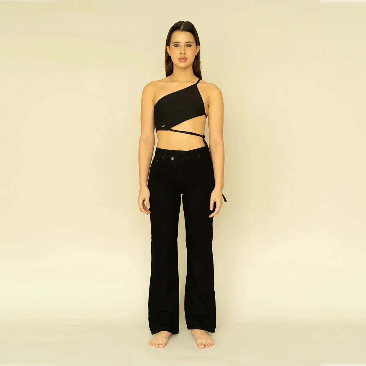 Black Criss-Cross Jeans