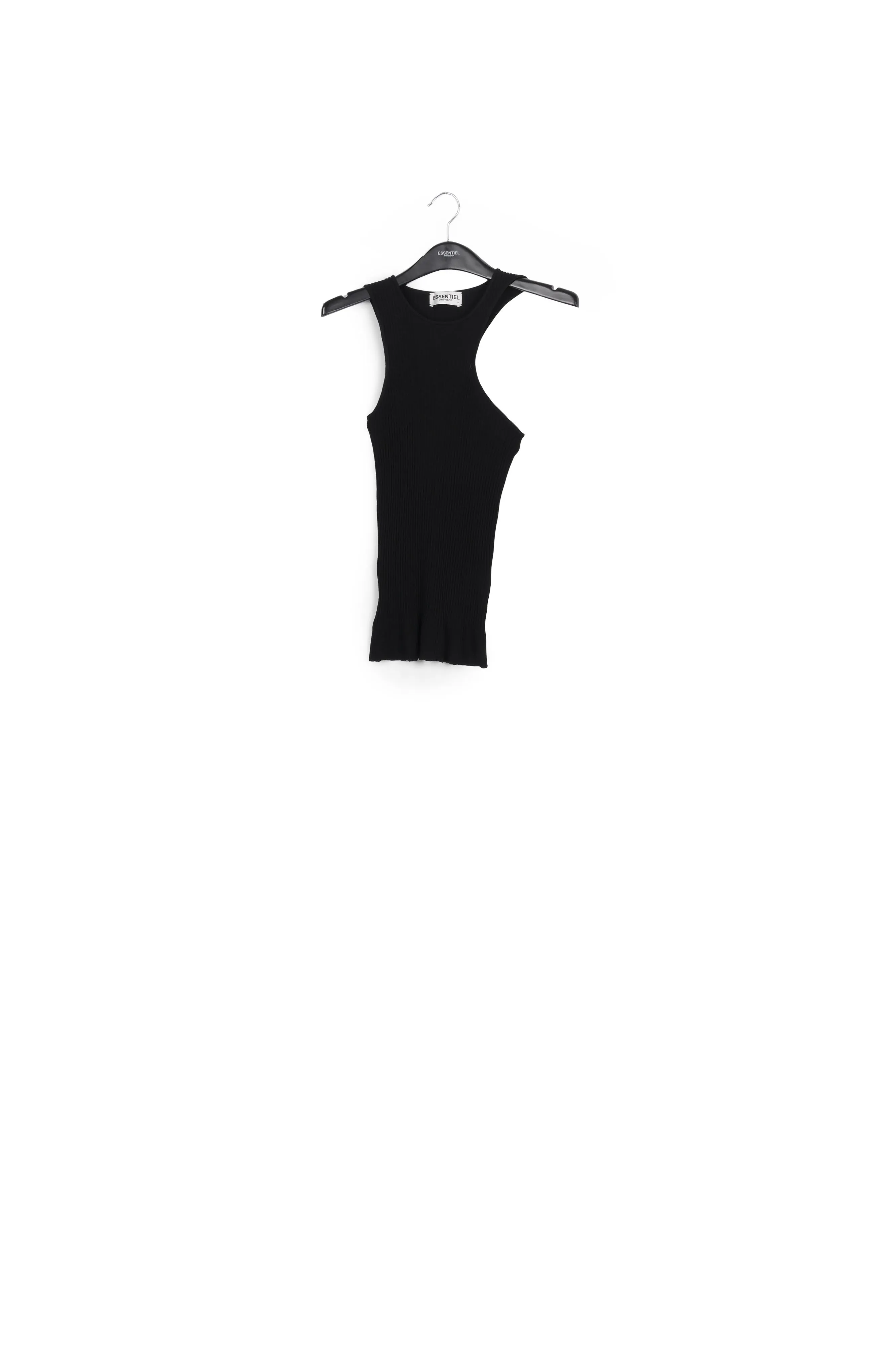 Black fitted ribbed-knit top