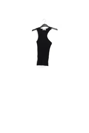 Black fitted ribbed-knit top