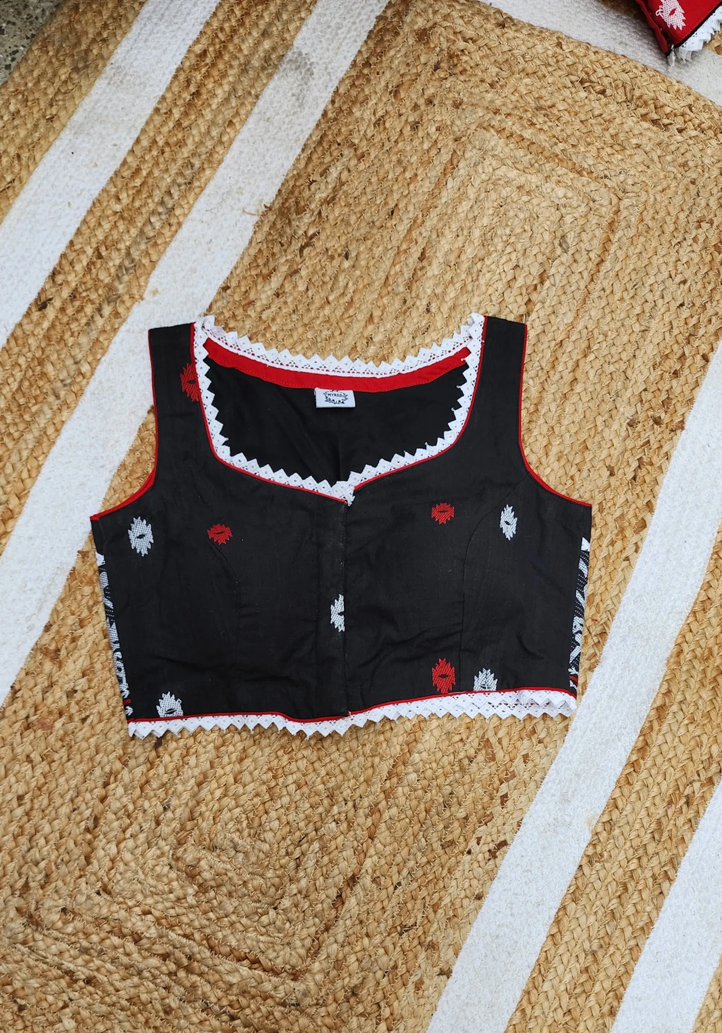 Black Jamdani Sleeveless Blouse