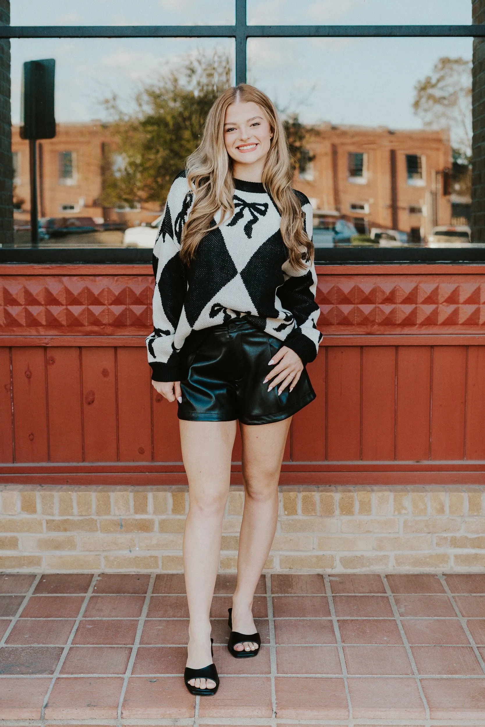 Black Pleather Shorts P3642