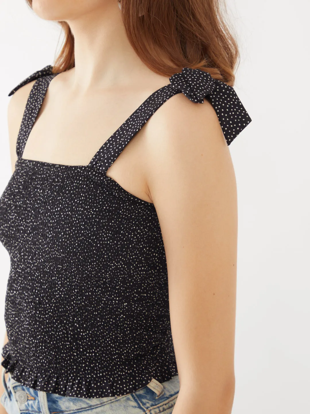 Black Printed Strappy Top