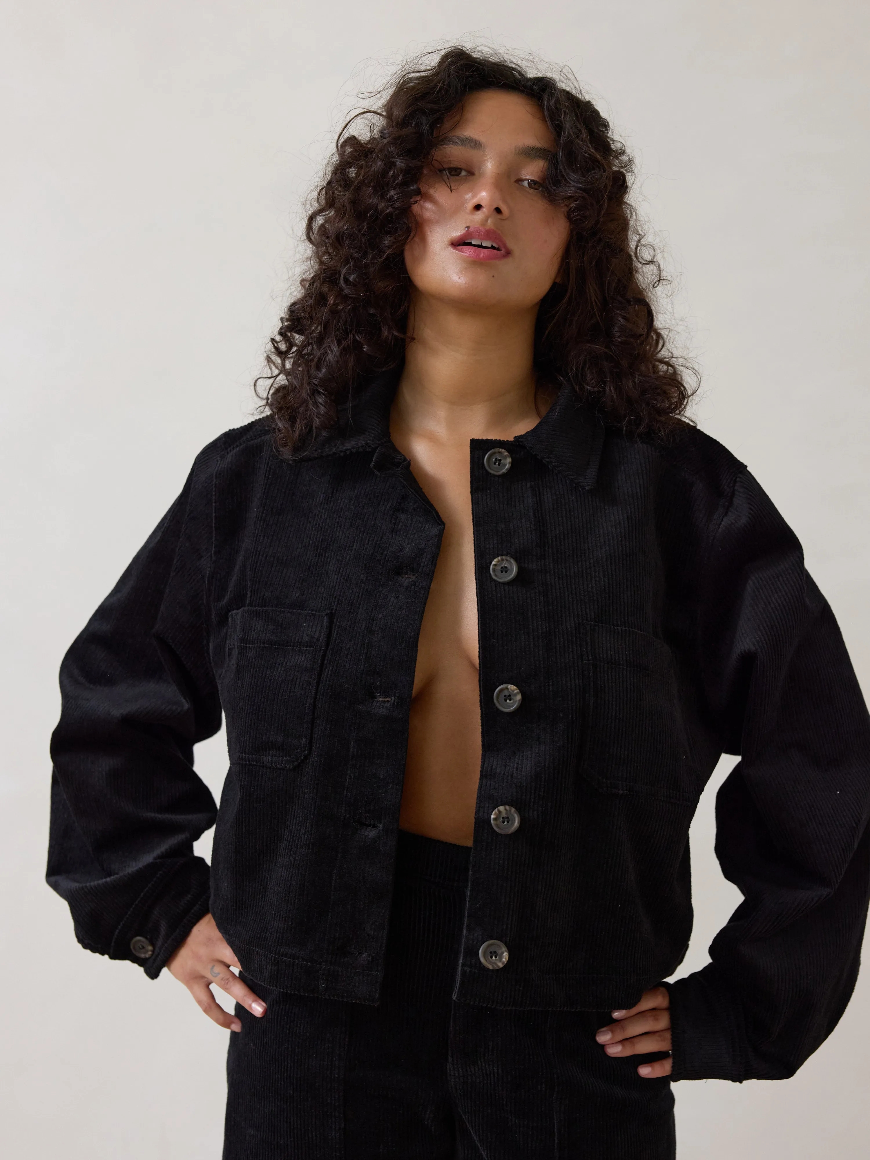 BLACK RONNIE CROP JACKET