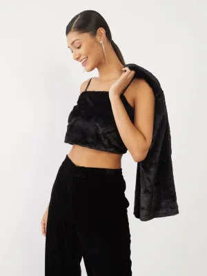 Black Solid Crop Top