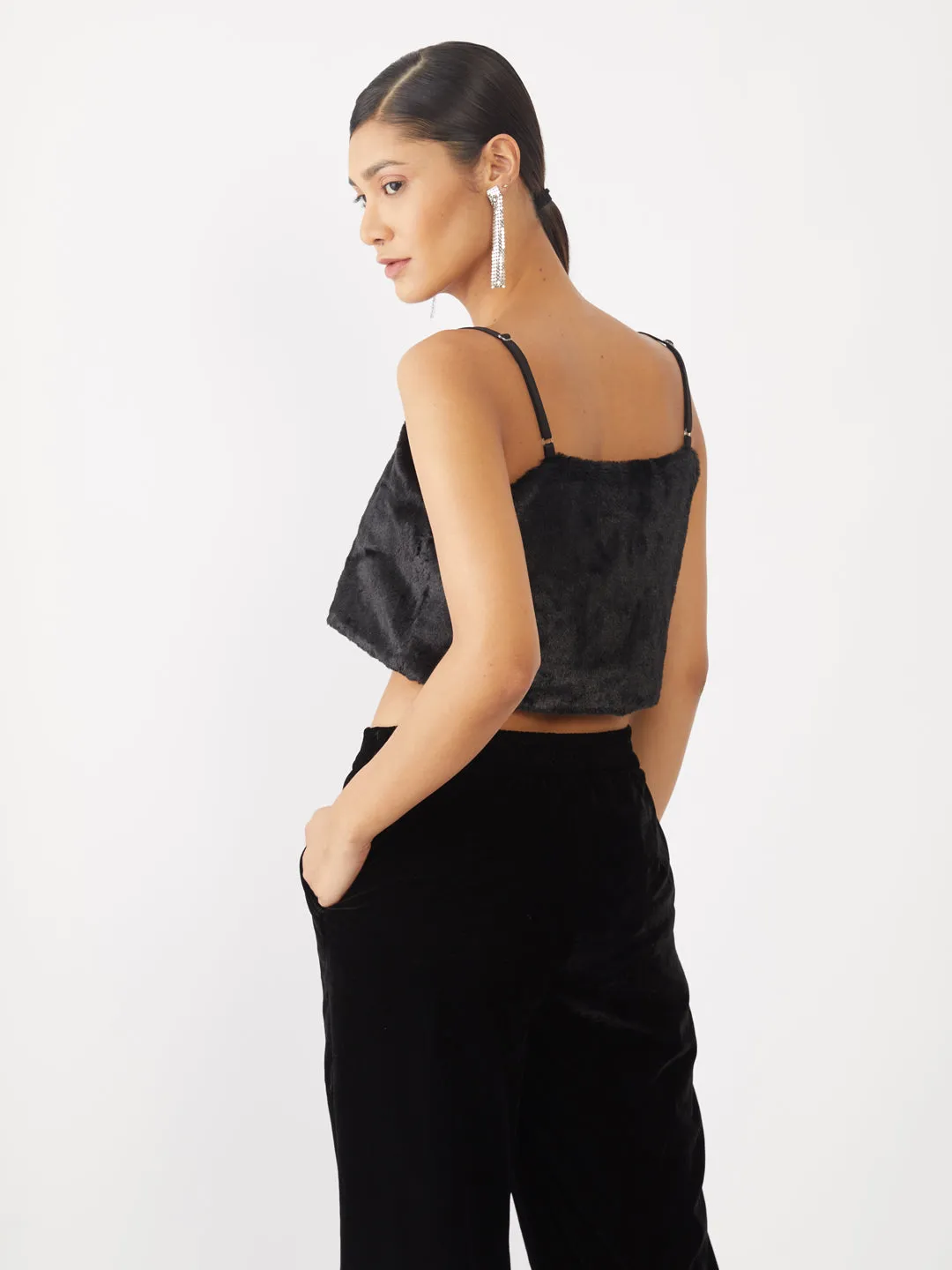 Black Solid Crop Top