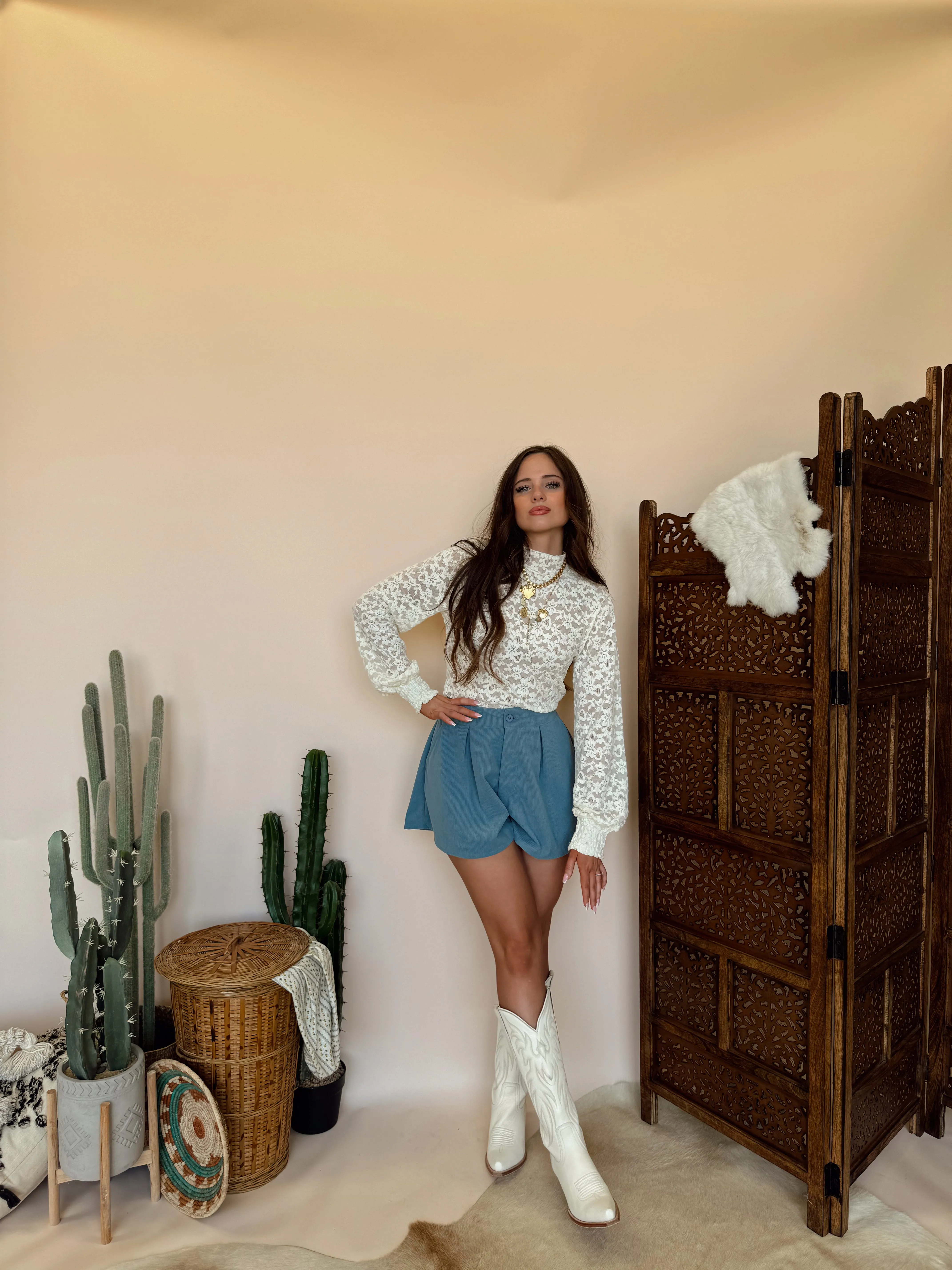 Blue Corduroy Shorts