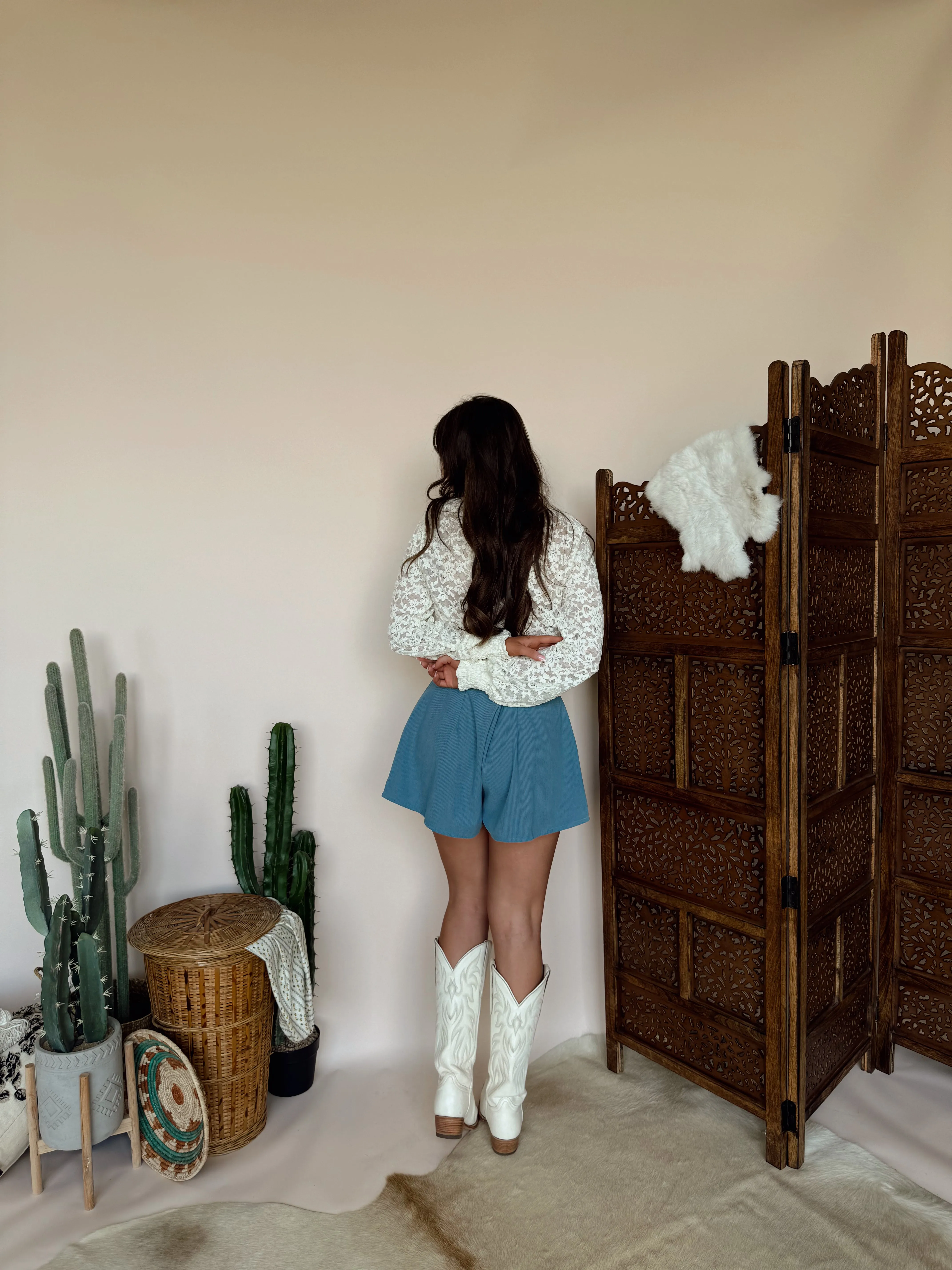Blue Corduroy Shorts