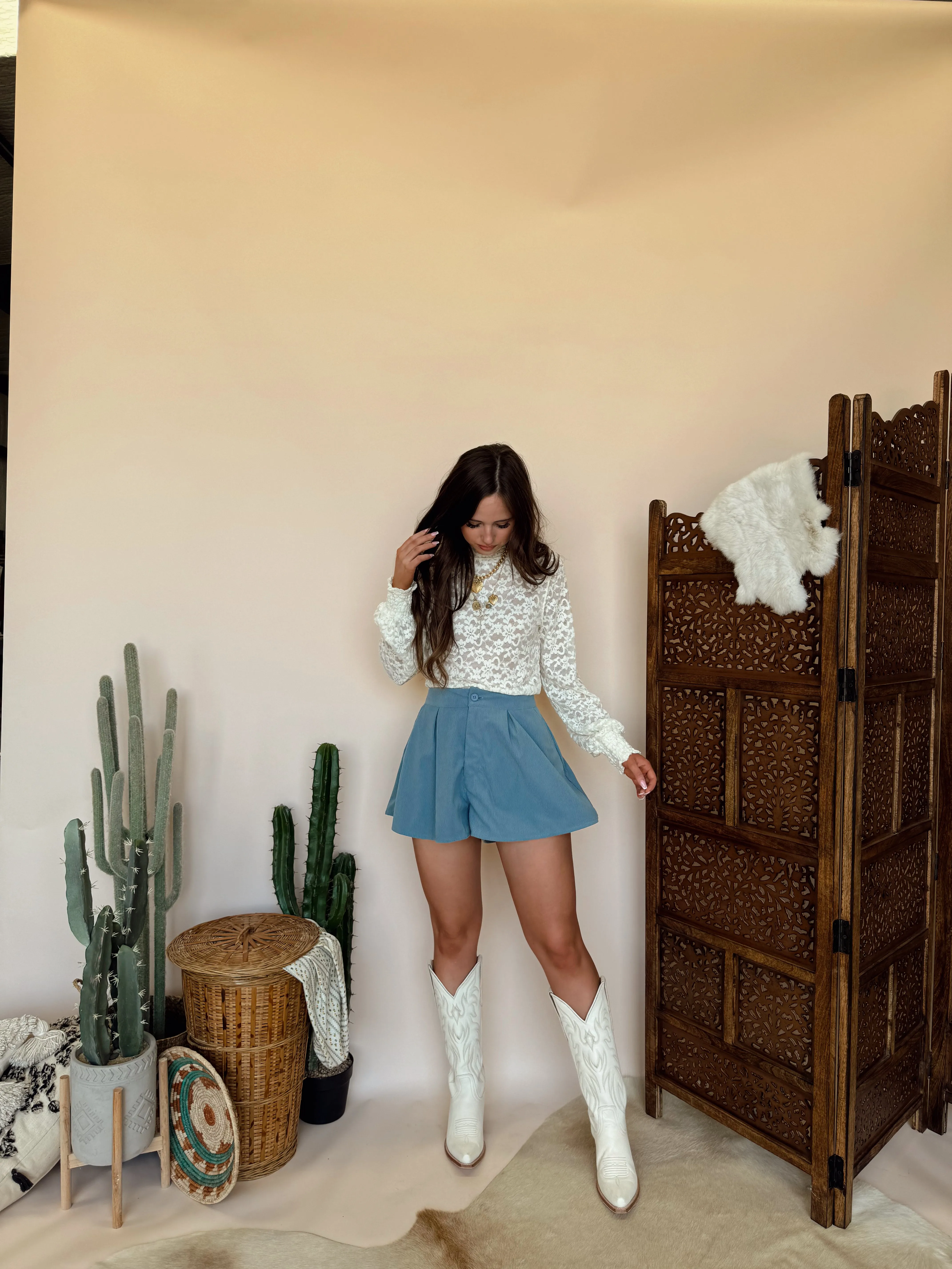 Blue Corduroy Shorts