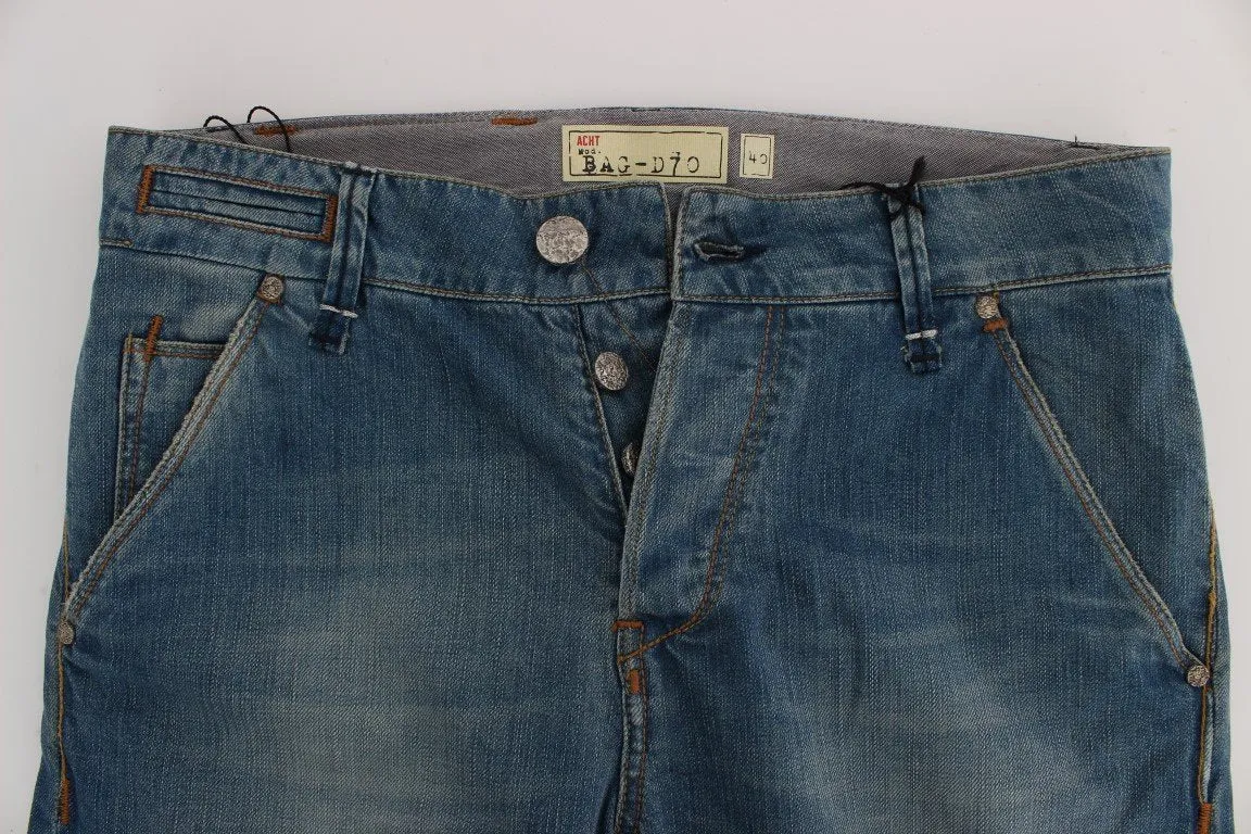 Blue Cotton Loose Fit Boyfriend Jeans