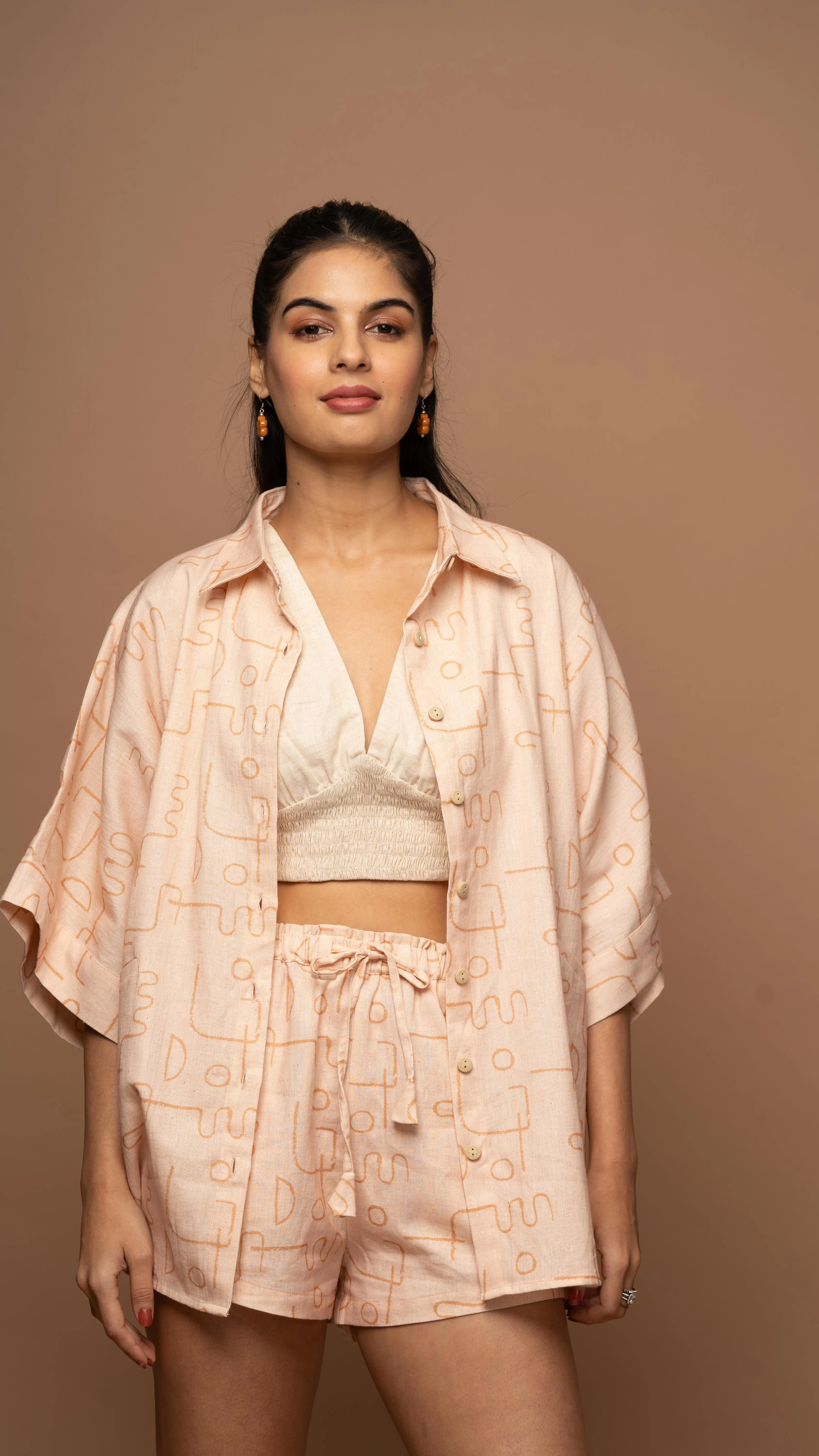 Blush Breezy Co-ord Shorts Set in Power Play Pattern