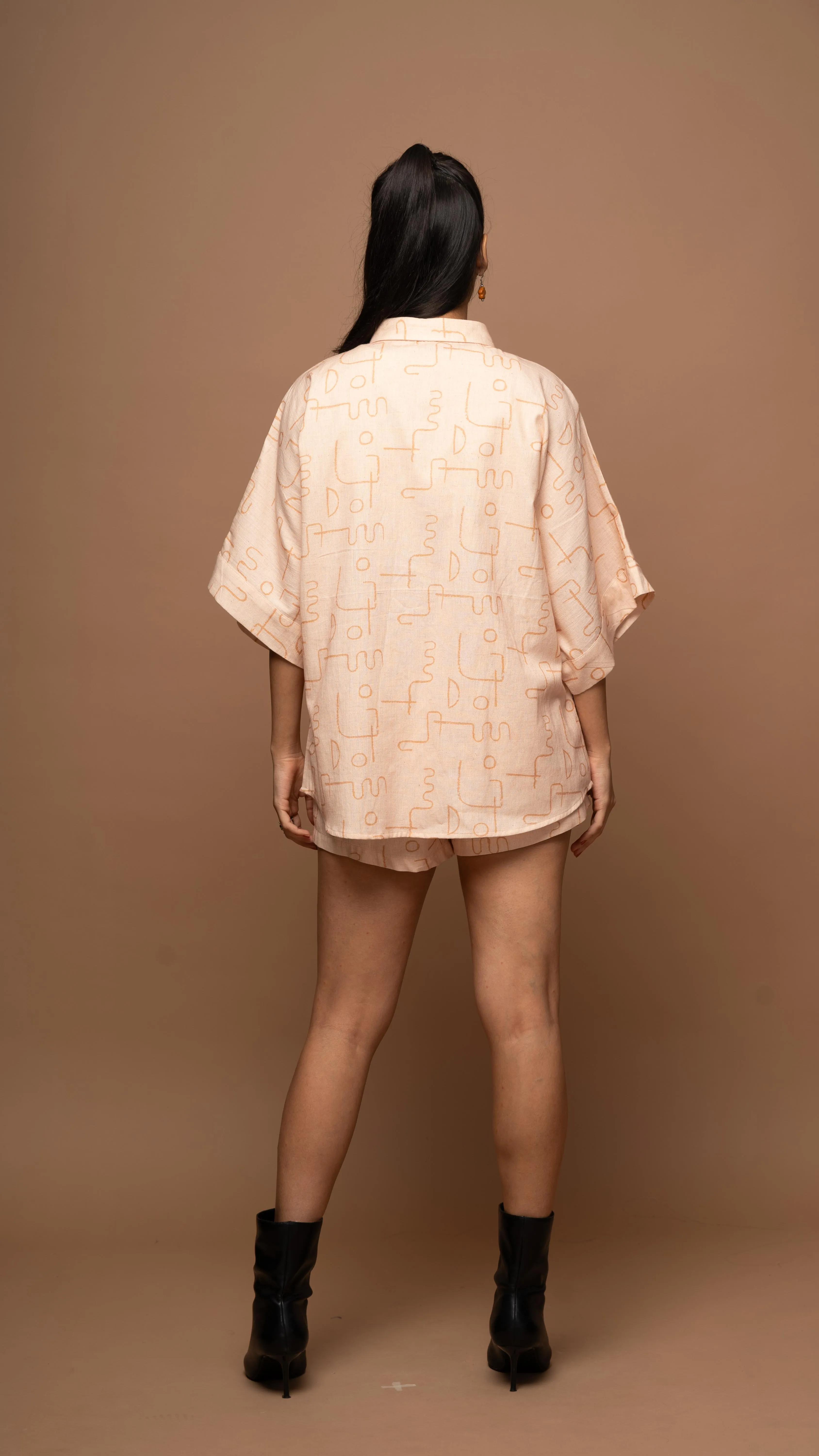 Blush Breezy Co-ord Shorts Set in Power Play Pattern
