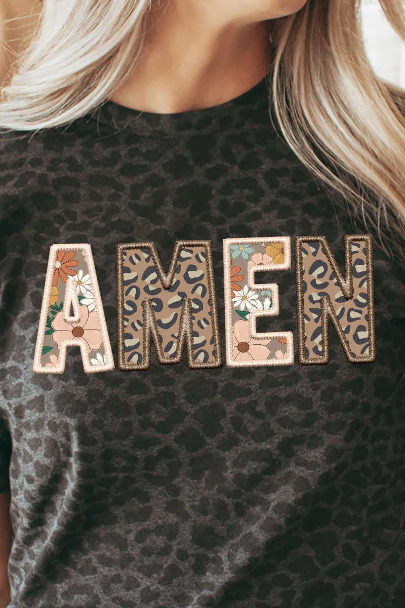Boho Amen Faux Embroidery Transfer Fine Jersey Tee