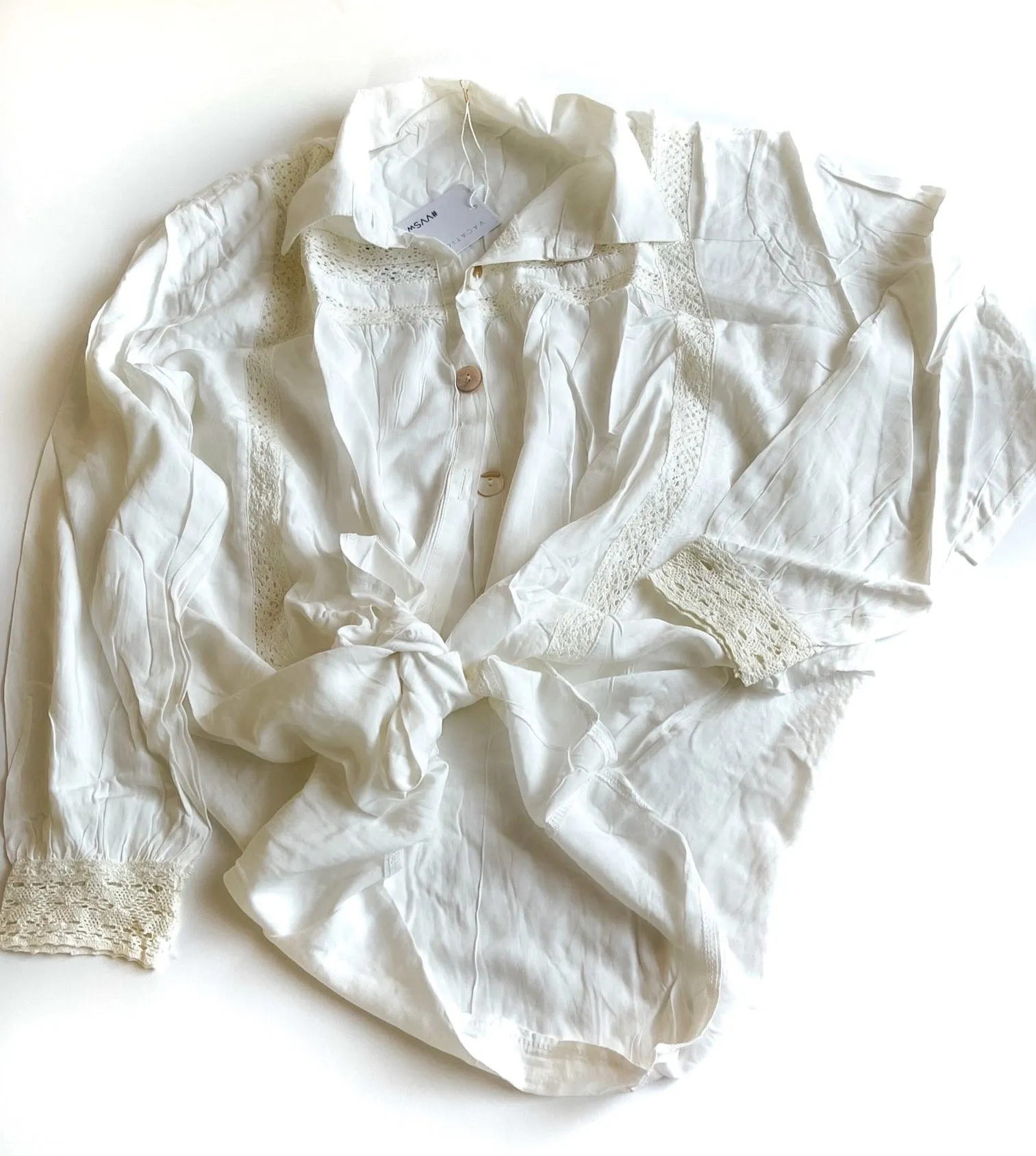 Boho Cotton Cover-up Shirt with crochet detail