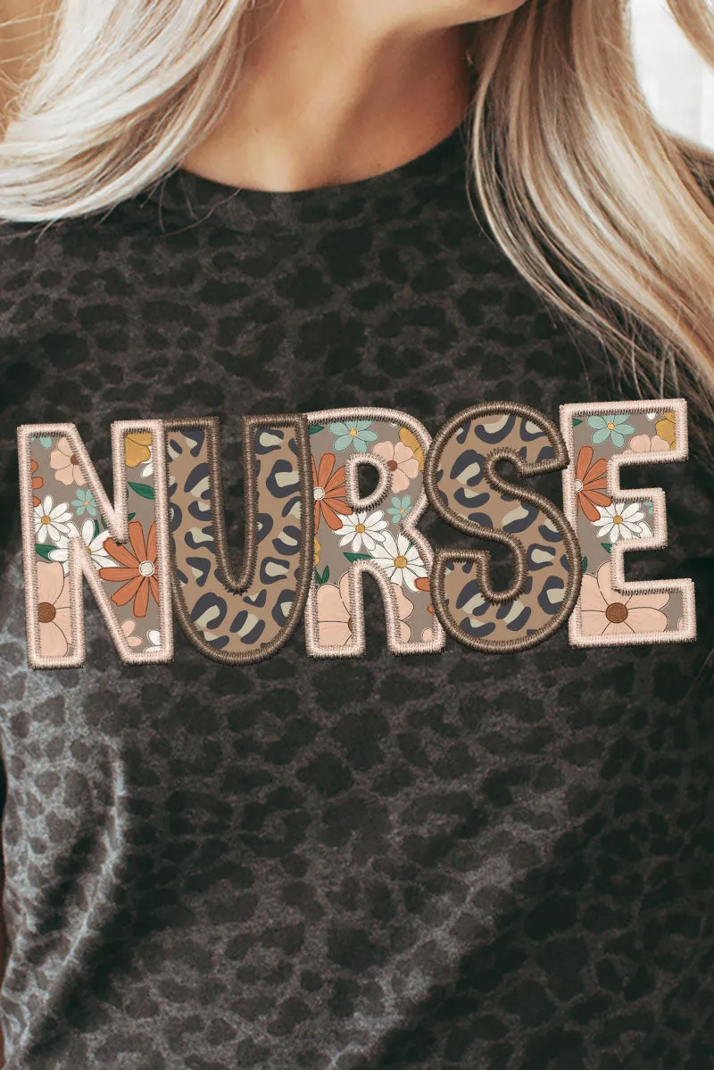 Boho Nurse Faux Embroidery Transfer Fine Jersey Tee