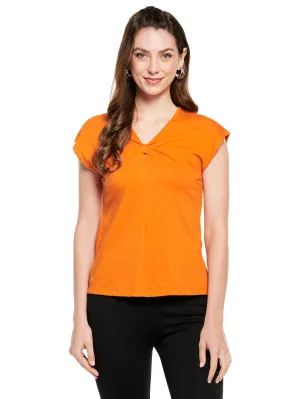 BOW TIE NECK COTTON SLUB TOP (RED)
