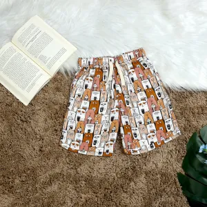 Boys Cat Printed Short Brown