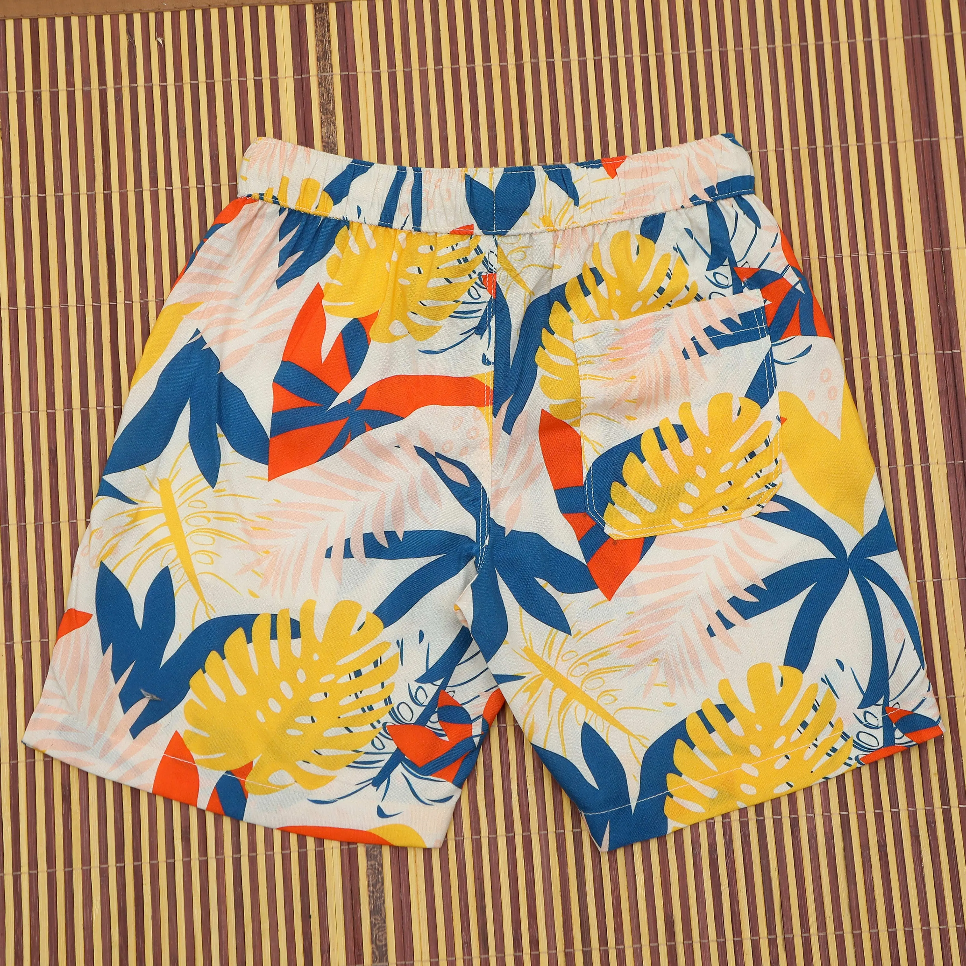 Boys Tree Print Short Blue Yellow
