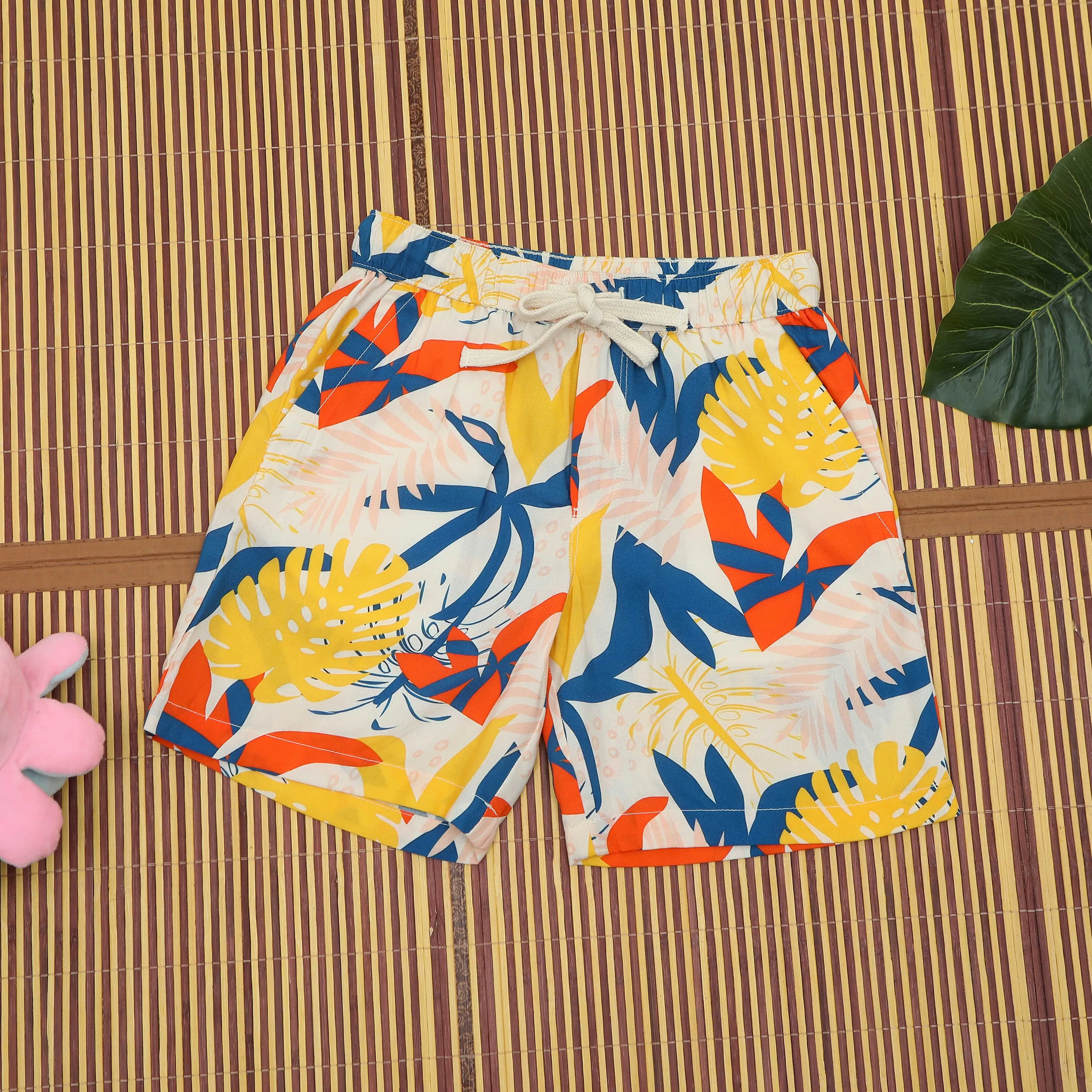 Boys Tree Print Short Blue Yellow