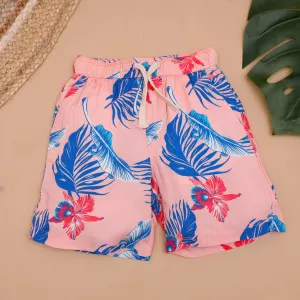 Boys Tropical Flower Printed Short Dusty Pink