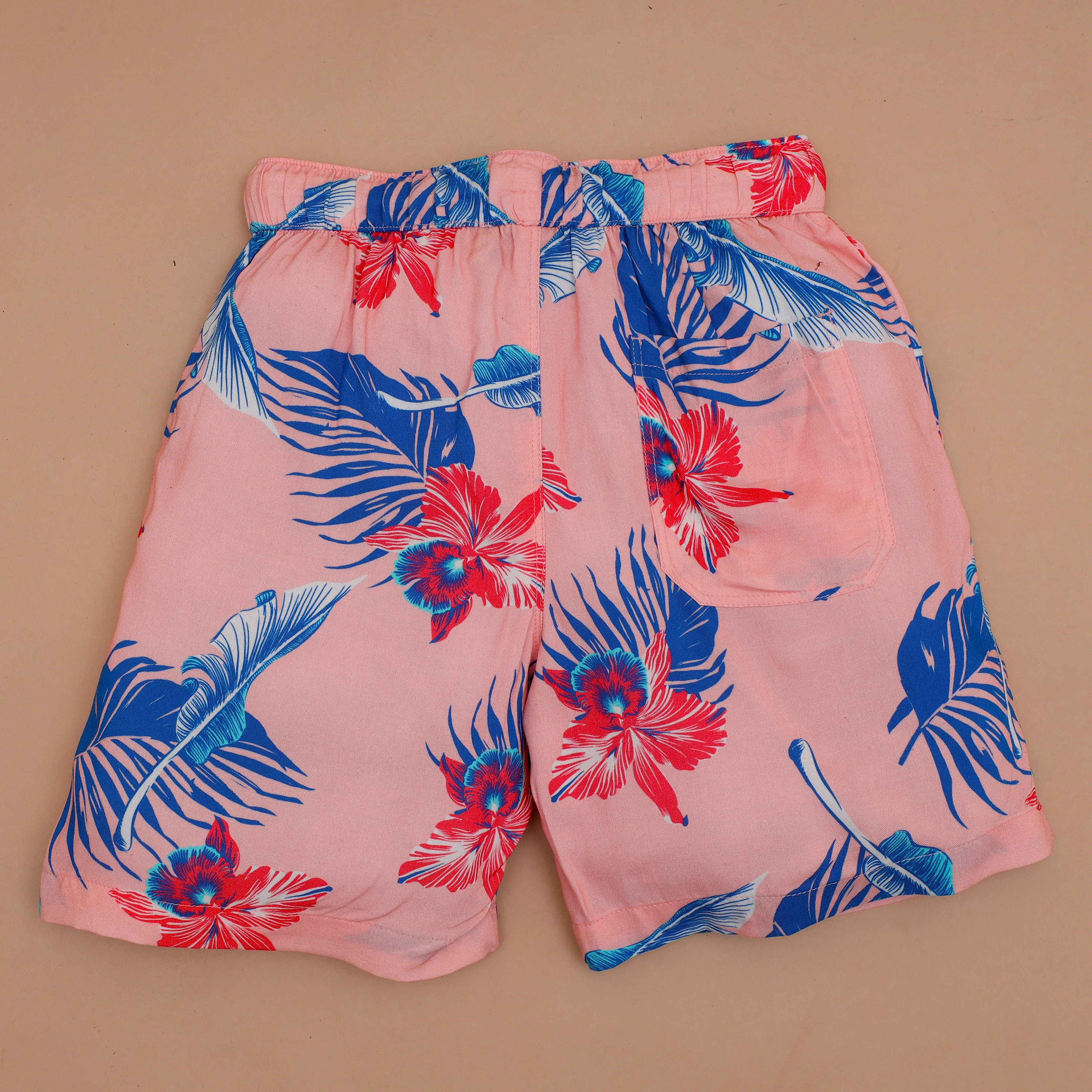 Boys Tropical Flower Printed Short Dusty Pink