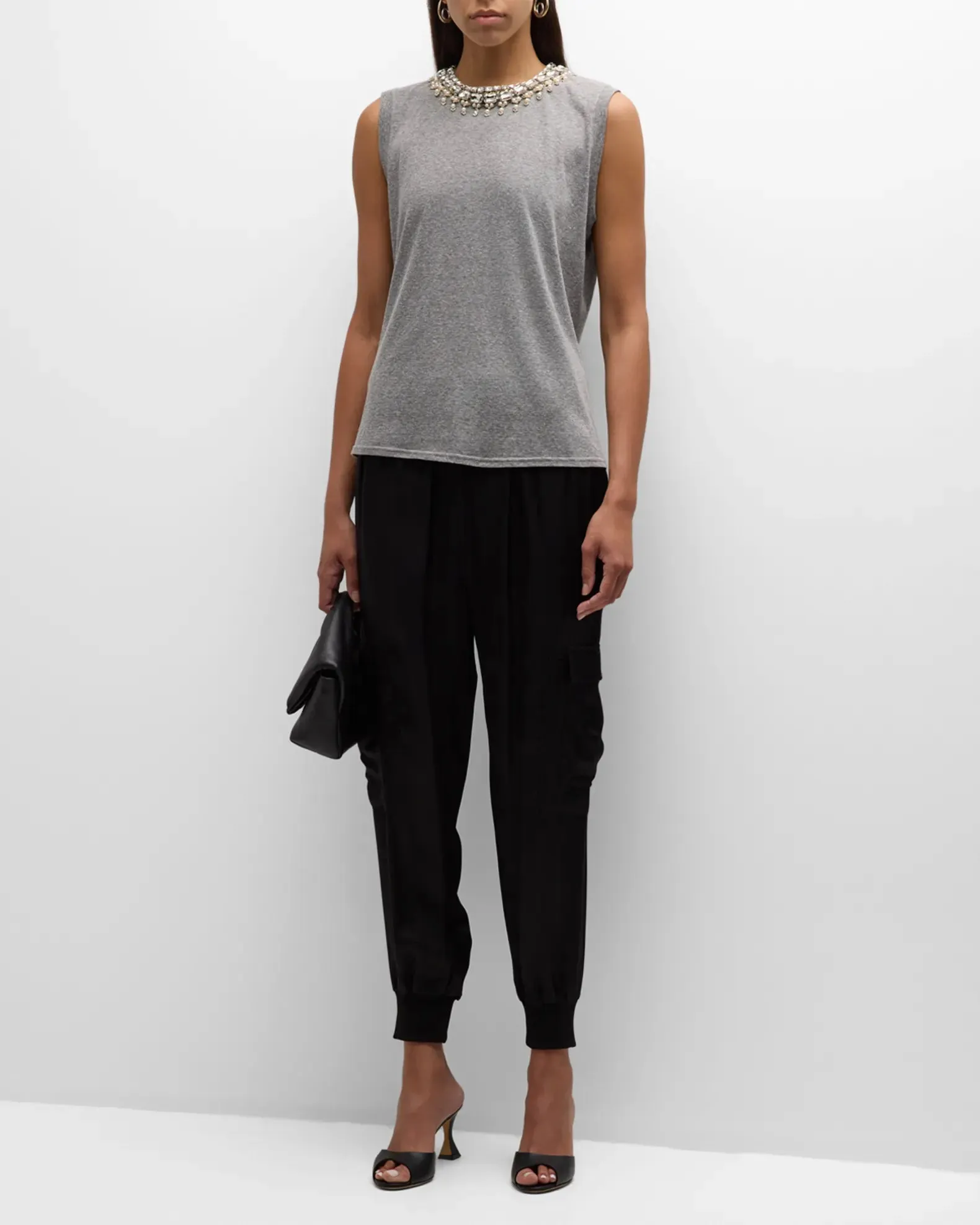 Brielle Embellished Top - Heather Grey
