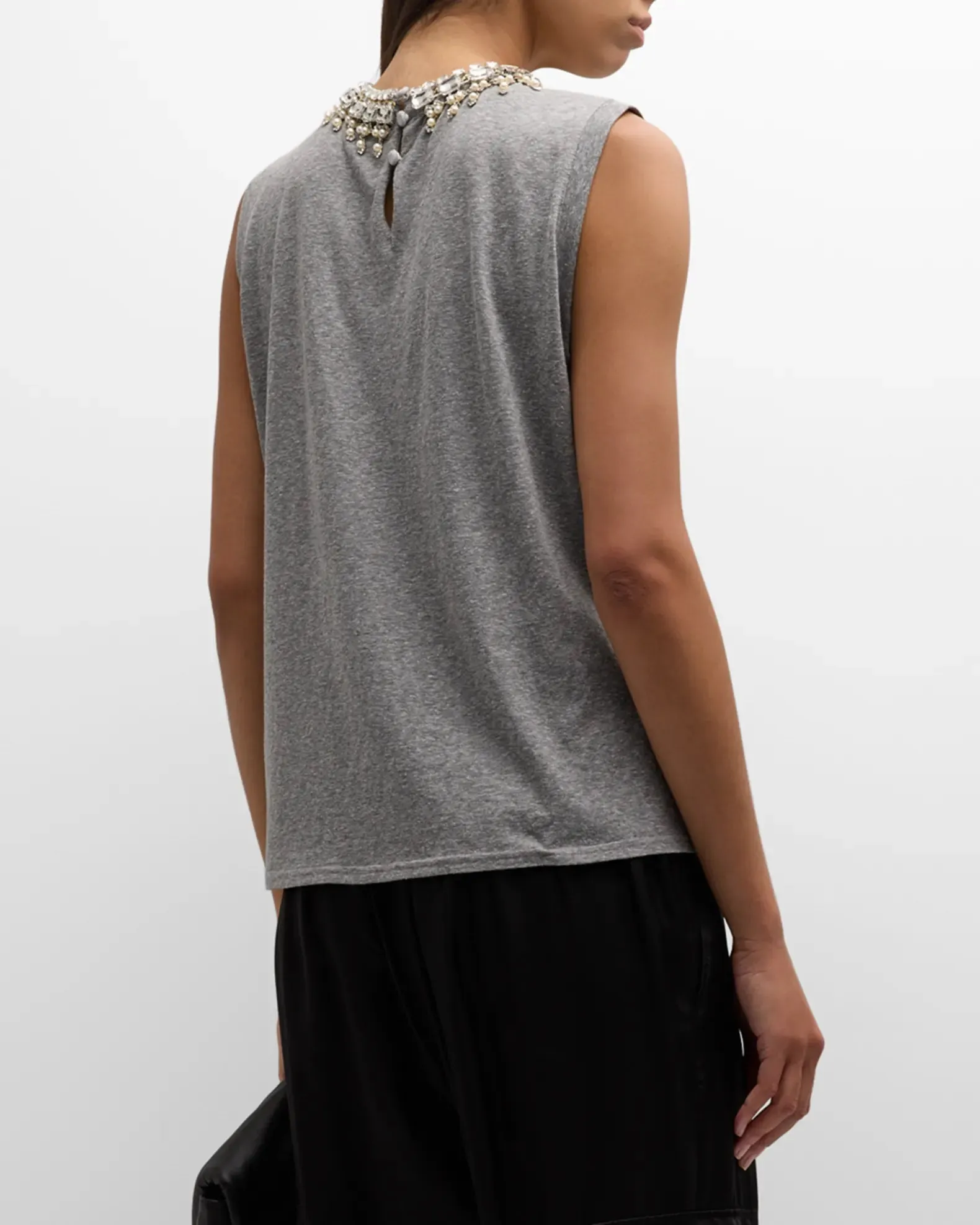 Brielle Embellished Top - Heather Grey