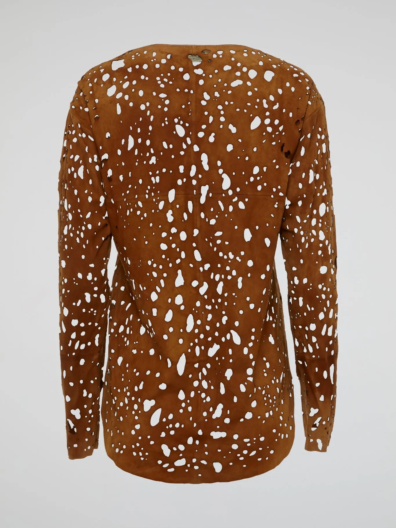 Brown Perforated Long Sleeve Top