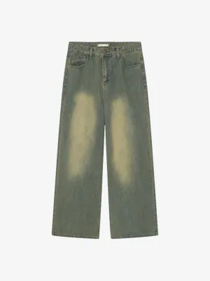 BROWN WASHED LOOSE JEANS