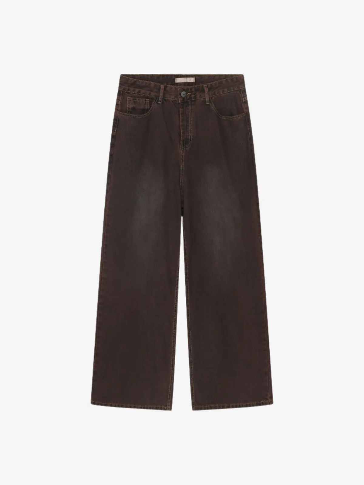 BROWN WASHED LOOSE JEANS